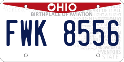OH license plate FWK8556