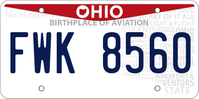 OH license plate FWK8560