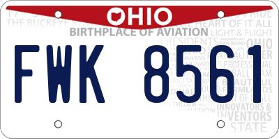 OH license plate FWK8561