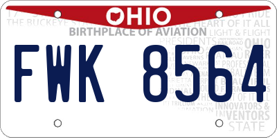 OH license plate FWK8564