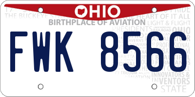 OH license plate FWK8566