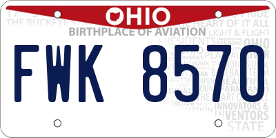 OH license plate FWK8570