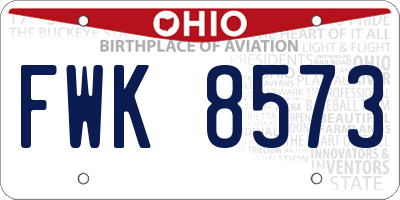 OH license plate FWK8573