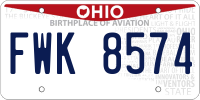 OH license plate FWK8574