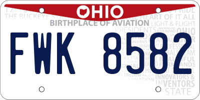 OH license plate FWK8582