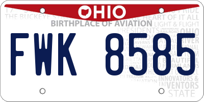 OH license plate FWK8585