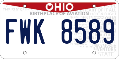 OH license plate FWK8589