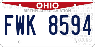 OH license plate FWK8594