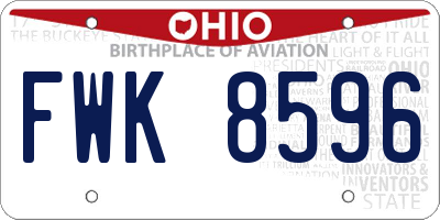 OH license plate FWK8596