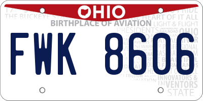 OH license plate FWK8606