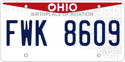 OH license plate FWK8609
