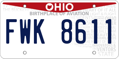 OH license plate FWK8611