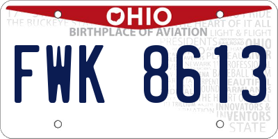 OH license plate FWK8613