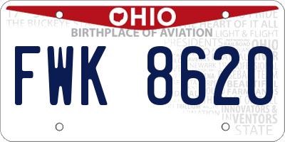 OH license plate FWK8620