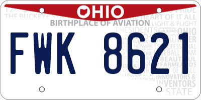 OH license plate FWK8621