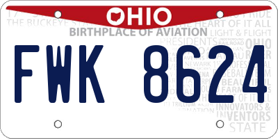 OH license plate FWK8624