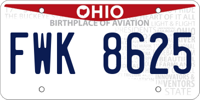 OH license plate FWK8625