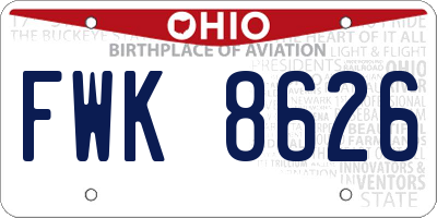 OH license plate FWK8626