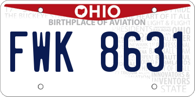 OH license plate FWK8631