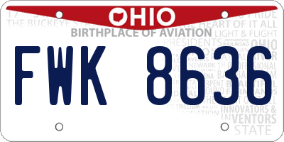 OH license plate FWK8636