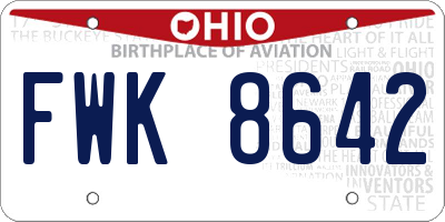 OH license plate FWK8642