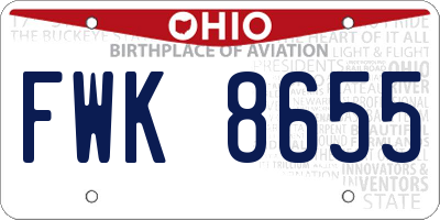 OH license plate FWK8655
