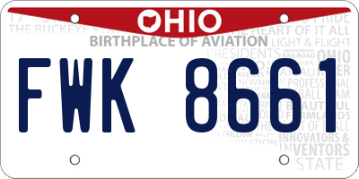 OH license plate FWK8661