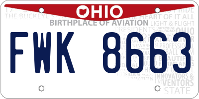 OH license plate FWK8663