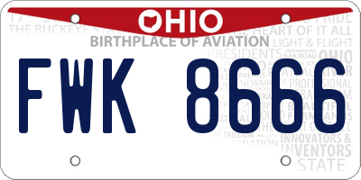 OH license plate FWK8666
