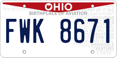 OH license plate FWK8671