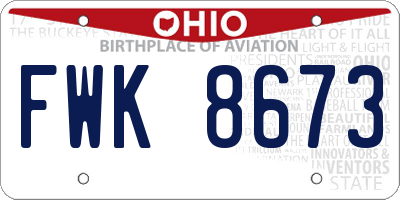 OH license plate FWK8673
