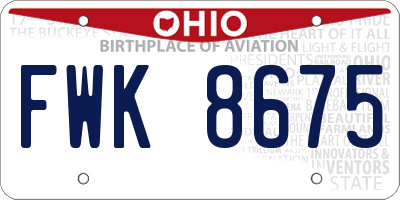OH license plate FWK8675