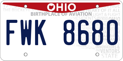 OH license plate FWK8680