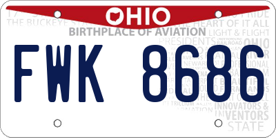OH license plate FWK8686