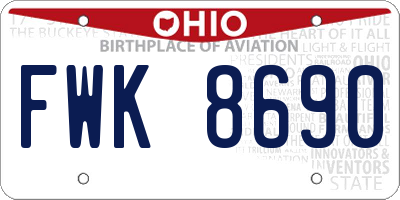 OH license plate FWK8690