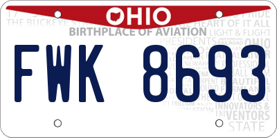 OH license plate FWK8693
