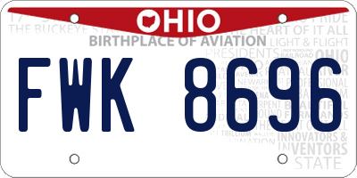 OH license plate FWK8696