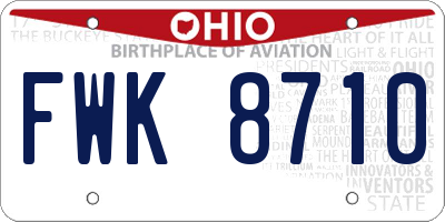 OH license plate FWK8710