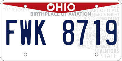 OH license plate FWK8719