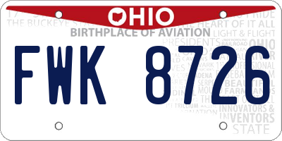 OH license plate FWK8726