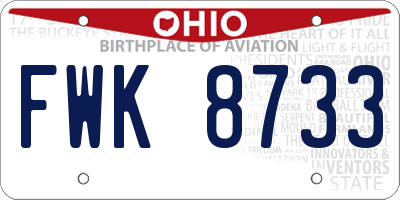 OH license plate FWK8733