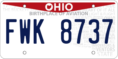 OH license plate FWK8737