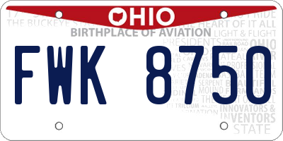 OH license plate FWK8750