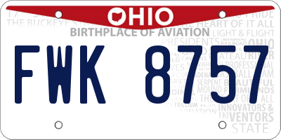 OH license plate FWK8757