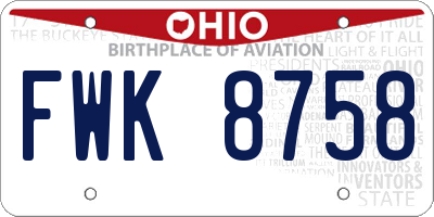 OH license plate FWK8758