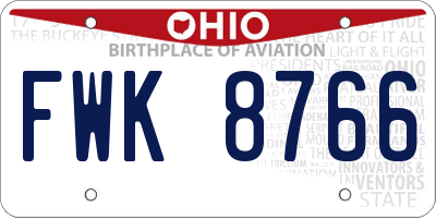 OH license plate FWK8766