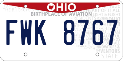 OH license plate FWK8767