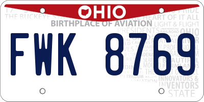 OH license plate FWK8769