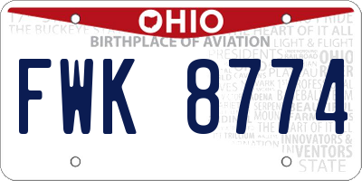 OH license plate FWK8774