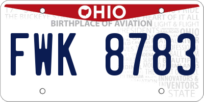 OH license plate FWK8783